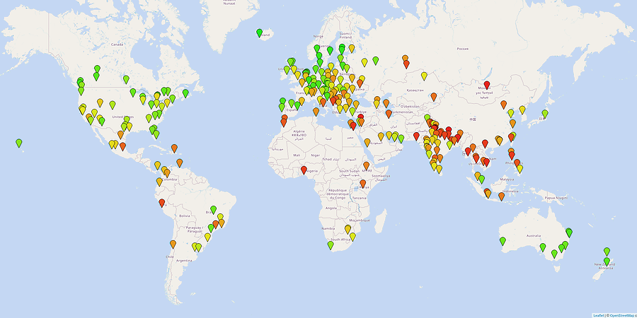 Pollution Index By City 2021